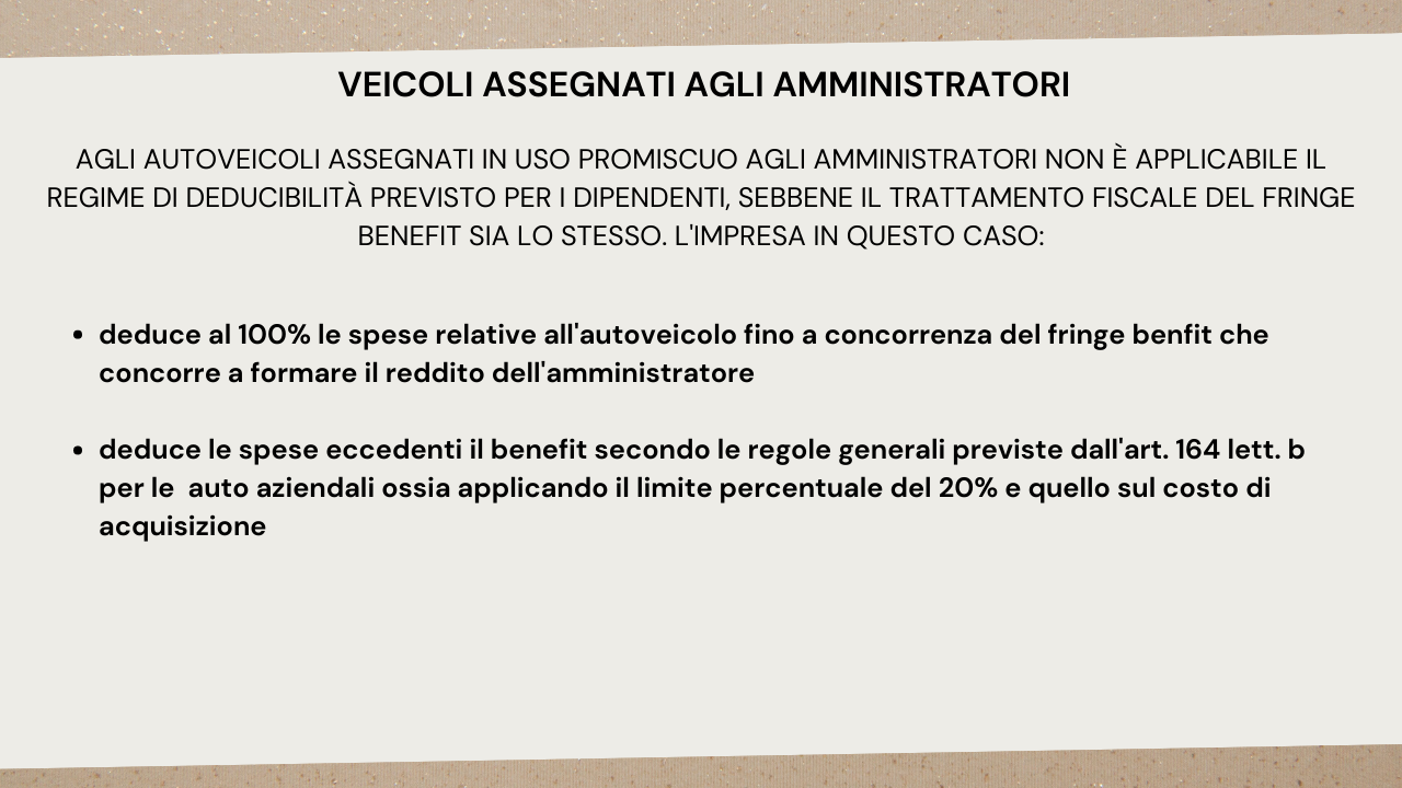 fiscalità auto aziendali amministratori