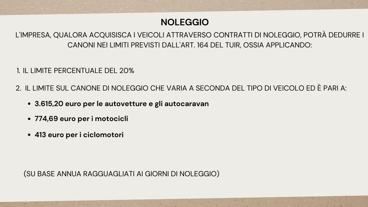 fiscalità auto aziendali noleggio